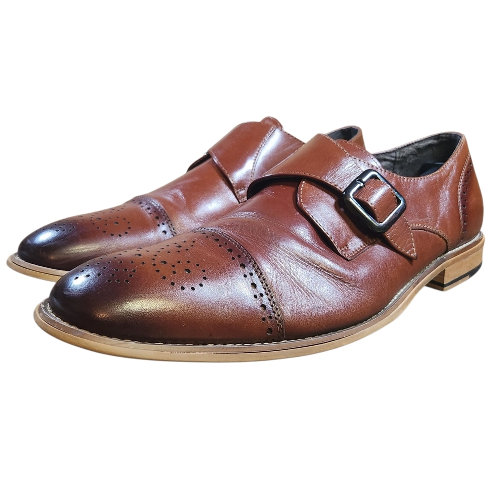 Stacy Adams Men's Duncan Cap-Toe Single Monk Strap Leather Shoes Size 10.5 M